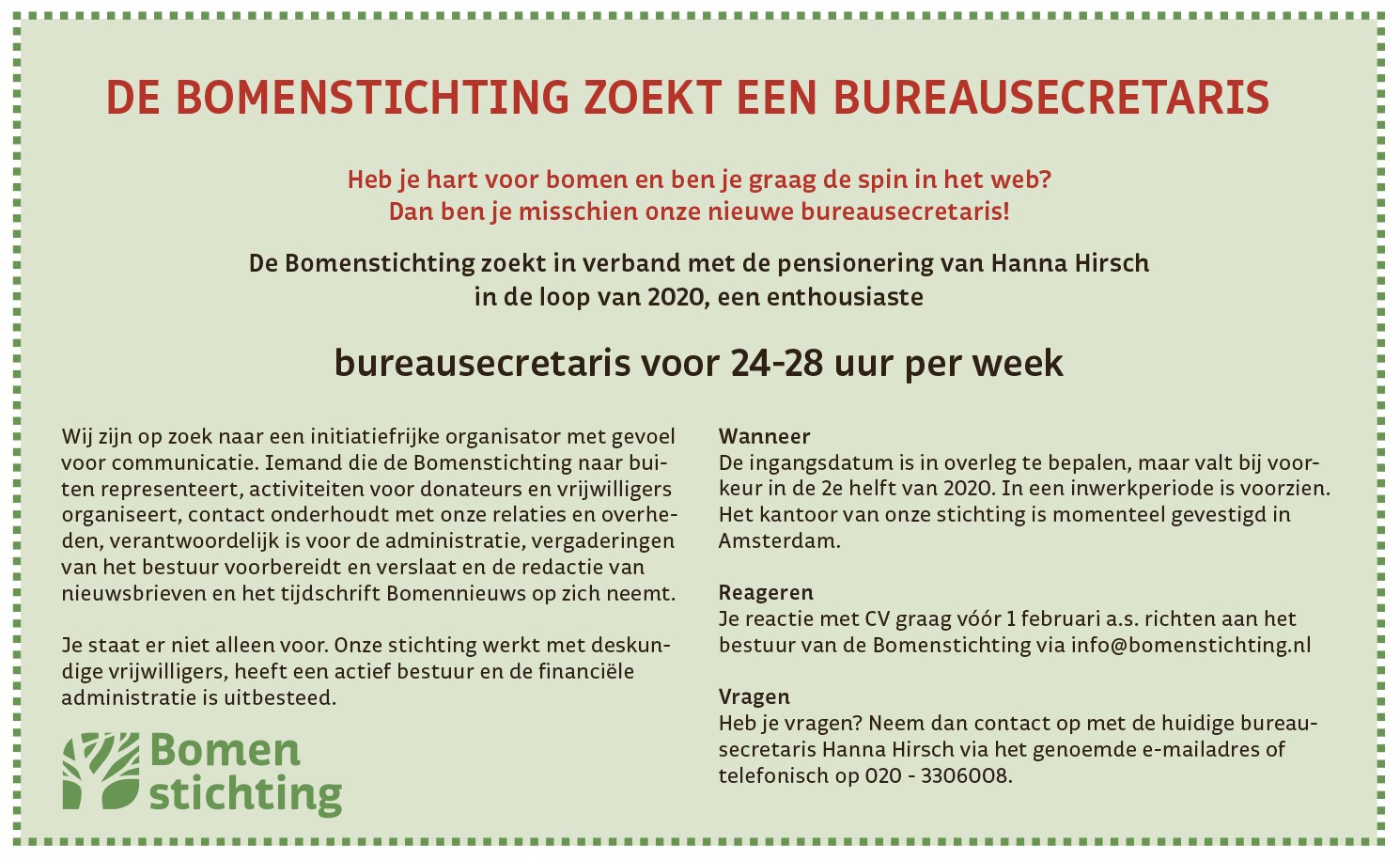 advertentie bureausecretaris