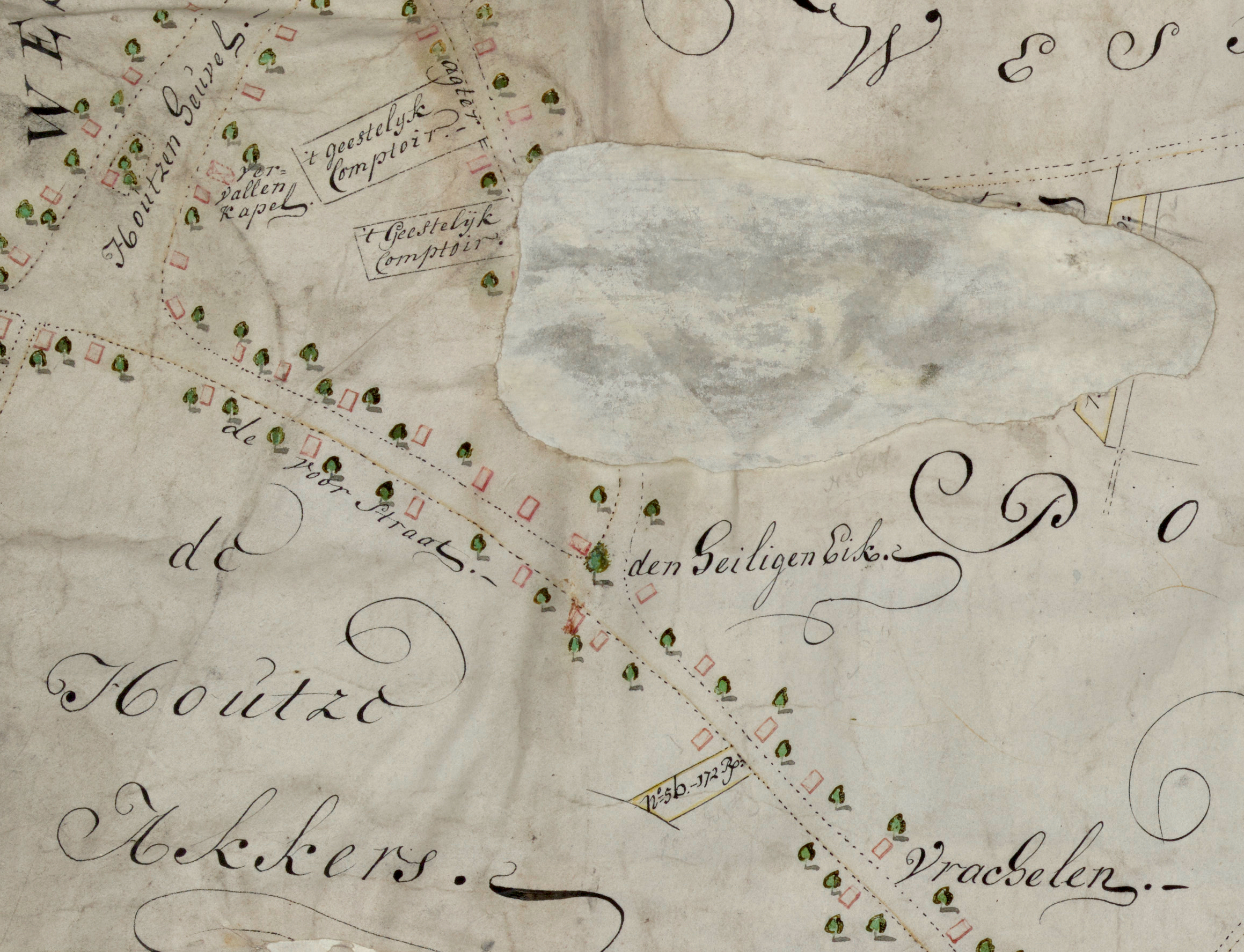 Uitsnede kaart 1740 collectie Nationaal Archief